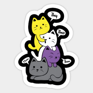 Nonbinary They Their Them Meow Non-Binary Flag Kawaii Sticker